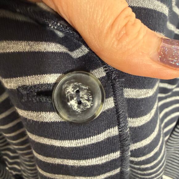 J. JILL Women's PLUS 3X Striped Button Sweater Blazer Jacket Navy Blue Gray - Picture 9 of 16